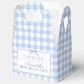 Blauw Gingham Coquette Strik Verjaardag Gevel Favo Bedankdoosjes (Open)