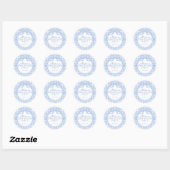 Blauw Gingham Coquette Strik Verjaardagszegel Ronde Sticker (Vel)