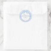 Blauw Gingham Coquette Strik Verjaardagszegel Ronde Sticker (Tas)