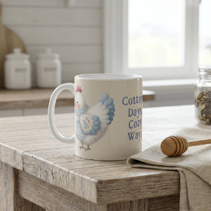 Blauw Gingham Cottage Hen Cozy Manieren Koffiemok