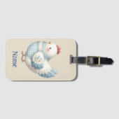 Blauw Gingham Cottage Kip Bagagelabel (Voorkant (horizontaal))