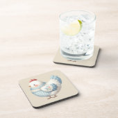 Blauw Gingham Cottage Kip Bier Onderzetter (Rechterzijde)