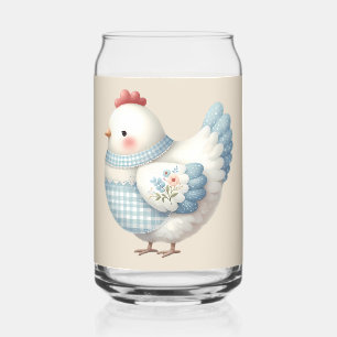 Blauw Gingham Cottage Kip Blikvorm Glas