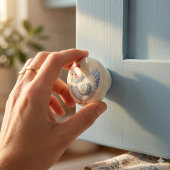 Blauw Gingham Cottage Kip Keramische Knop
