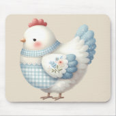 Blauw Gingham Cottage Kip Muismat (Voorkant)