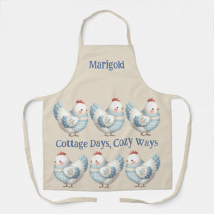 Blauw Gingham Cottage Kip  Schort