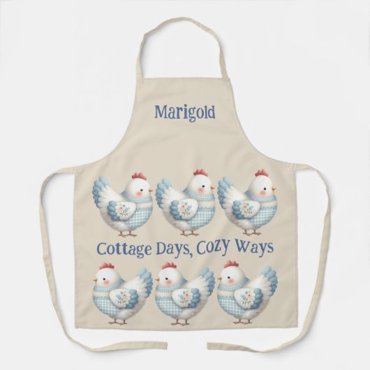 Blauw Gingham Cottage Kip Schort (Voorkant)