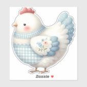 Blauw Gingham Cottage Kip Sticker (Vel)