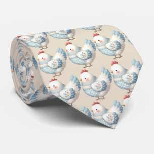 Blauw Gingham Cottage Kip Stropdas
