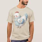 Blauw Gingham Cottage Kip T-shirt (Voorkant)