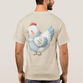 Blauw Gingham Cottage Kip T-shirt (Achterkant)