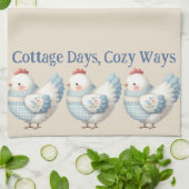 Blauw Gingham Cottage Kip  Theedoek (Gevouwen)