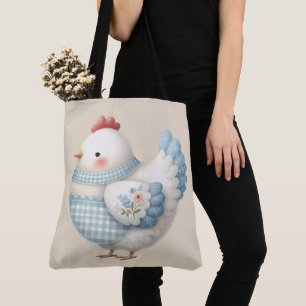 Blauw Gingham Cottage Kip Tote Bag