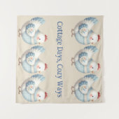 Blauw Gingham Cottage Kip  Wandkleed (Voorkant (horizontaal))