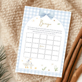 Blauw Gingham Dwaze Gans Baby Shower Bingo Spel