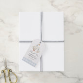 Blauw Gingham Dwaze Gans Baby Shower Cadeaulabel (Met Touw)