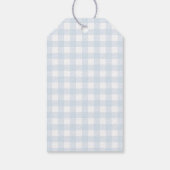 Blauw Gingham Dwaze Gans Baby Shower Cadeaulabel (Achterkant)