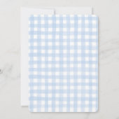 Blauw Gingham Dwaze Gans Baby Shower Kaart (Achterkant)