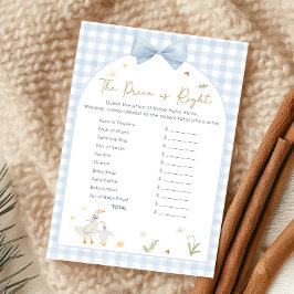 Blauw Gingham Dwaze Gans Baby Shower Prijs Spel