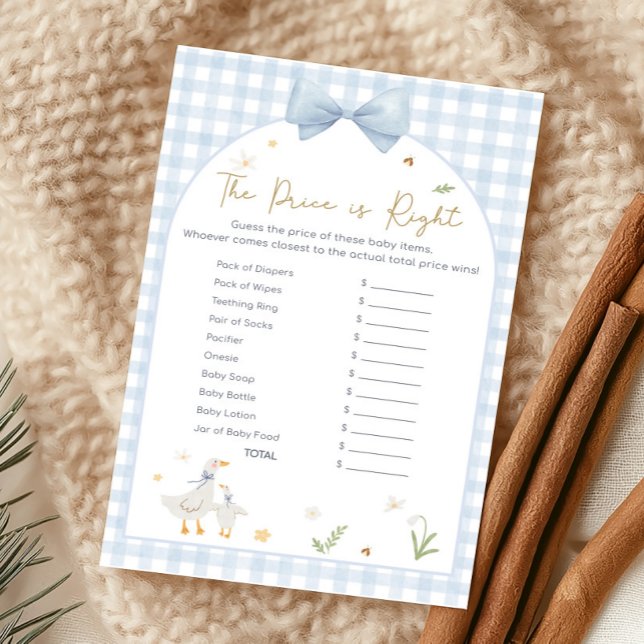 Blauw Gingham Dwaze Gans Baby Shower Prijs Spel (silly Goose Baby Shower Game)