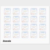Blauw Gingham Dwaze Gans Baby Shower Vierkante Sticker (Vel)