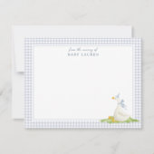 Blauw Gingham Dwaze Gans Kraam Briefkaart (Voorkant)