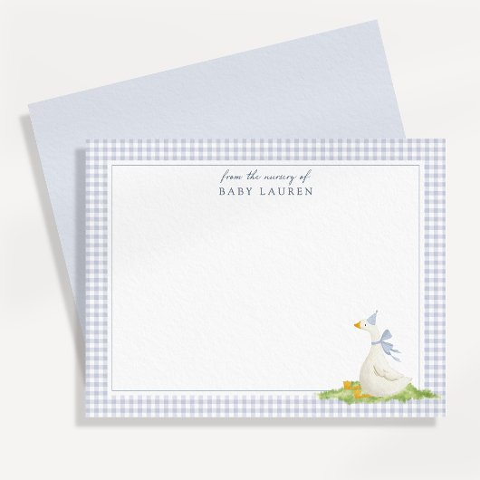 Blauw Gingham Dwaze Gans Kraam Briefkaart