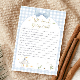 Blauw Gingham Dwaze Gans Shower Wie Weet Spel