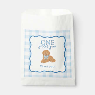 Blauw Gingham Eén Gouden Jaar Jongens Eerste Verja Bedankzakje