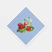 Blauw gingham en aardbeien Lunch Paper Napkin Servet (Hoek)