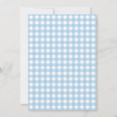 Blauw Gingham en Strik Baby Shower Jongen Kaart (Achterkant)