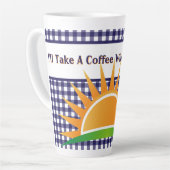 Blauw Gingham En Zonneschijn Latte Mok (Linkerhoek)