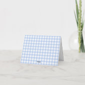 Blauw Gingham Flirterig Strik Bedankkaart (Achterkant)