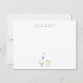 Blauw Gingham Gans Kraam Kaart (Voorkant)