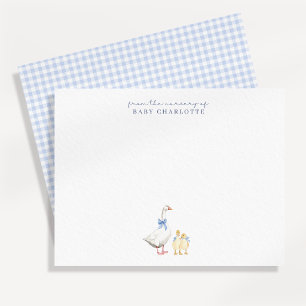 Blauw Gingham Gans Kraam Kaart