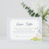 Blauw Gingham Gans Luierspel Kaart (Staand voorkant)