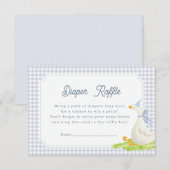 Blauw Gingham Gans Luierspel Kaart (Voorkant / Achterkant)
