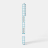 Blauw Gingham Geruit Monogram Aangepaste Case-Mate iPhone 16 Hoesje (Rechterkant)