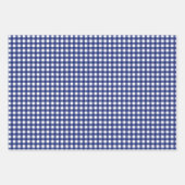 blauw gingham gevlekt met stijlvolle trendy inpakpapier vel (Voorkant)