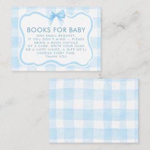 Blauw Gingham Golfjes Frame Strik Boeken Voor Baby Informatiekaartje