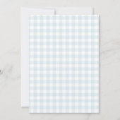 Blauw Gingham Golfkar Baby Shower Kaart (Achterkant)