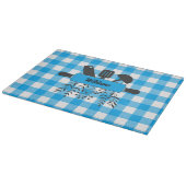 Blauw Gingham Gourmet Glas Snijplank (Hoek)