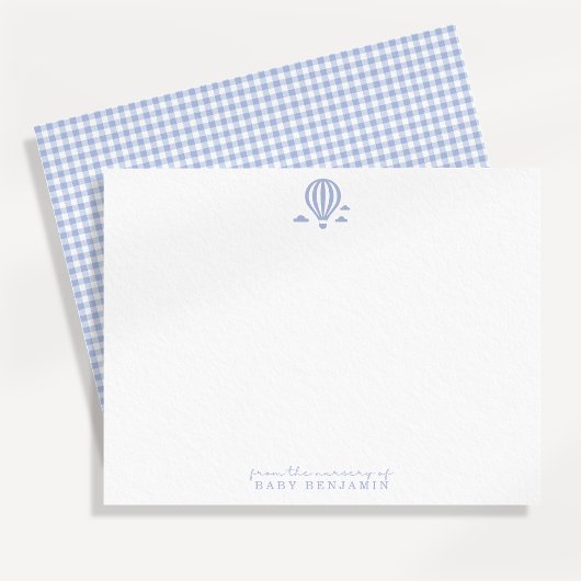 Blauw Gingham Heet Luchtballon Kraam Kaart