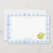 Blauw Gingham Hortensia Bloem Bedankt (Voorkant)