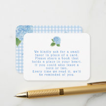 Blauw Gingham Hydrangea Boeken voor Baby Shower