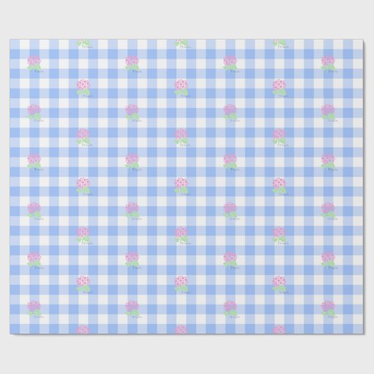 Blauw Gingham-inpakpapier Cadeaupapier (Vlak)