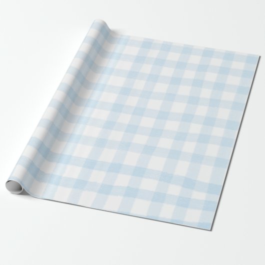 Blauw Gingham Inpakpapier Geruit Cadeau Papier (Uitgerold)