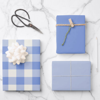 Blauw Gingham Inpakpapier Vel