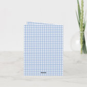 Blauw Gingham Kerst Foto Feestdagen Kaart (Achterkant)