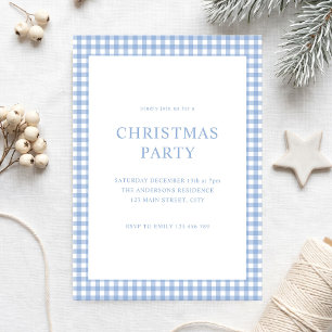Blauw Gingham Kerstfeest Kaart